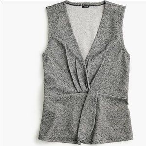 J.Crew 365 Bouclé Twist Peplum Top Gray J7990